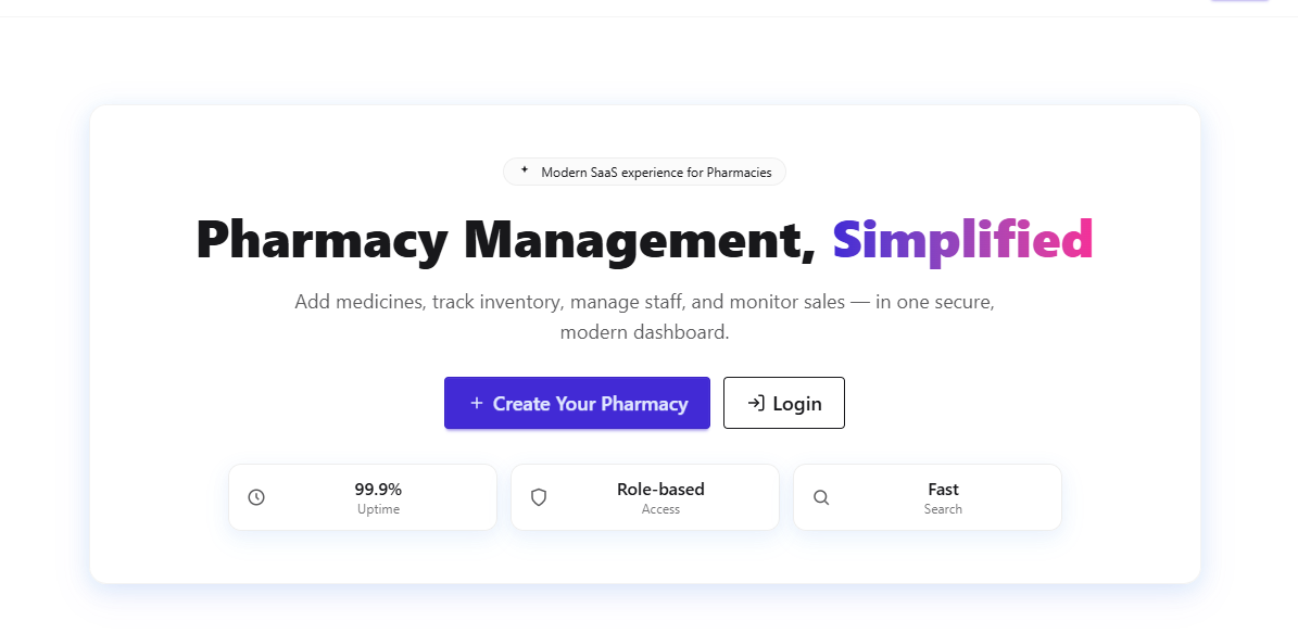 MediTrack pharmacy management web app screenshot